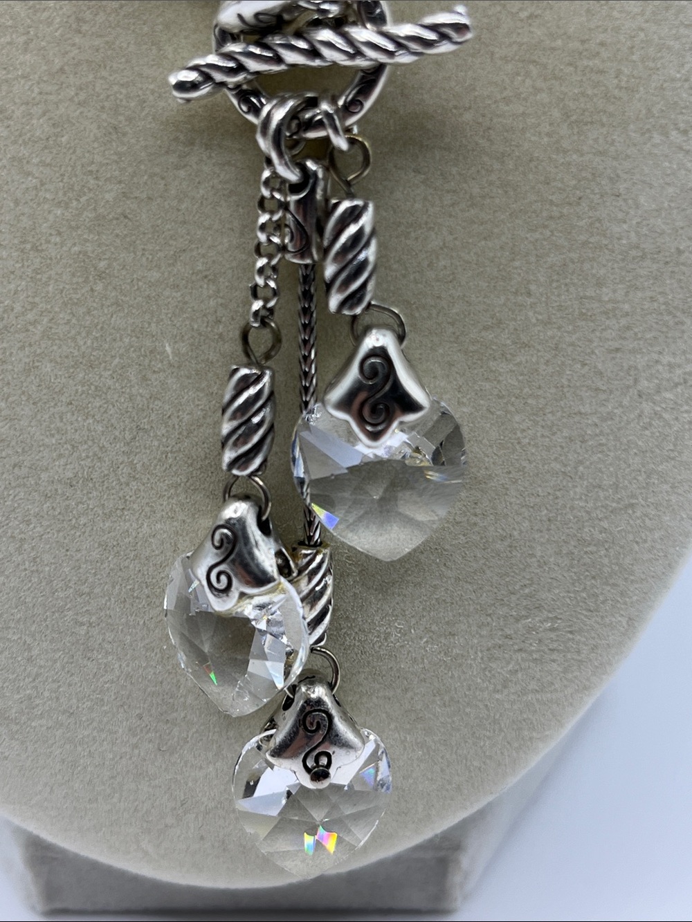 Brighton Kristall Heart Necklace Swarovski Crystals Double Chain Toggle Closure - Picture 4 of 12